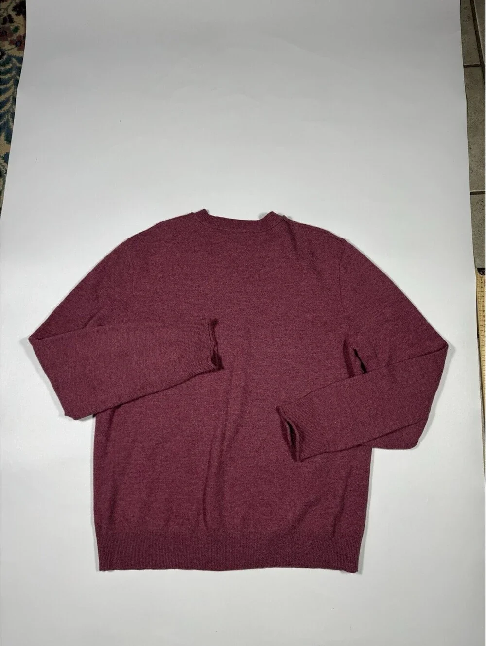Vintage Banana Republic Lambswool Cashmere V-Neck Sweater Burgundy Elbow Patch L